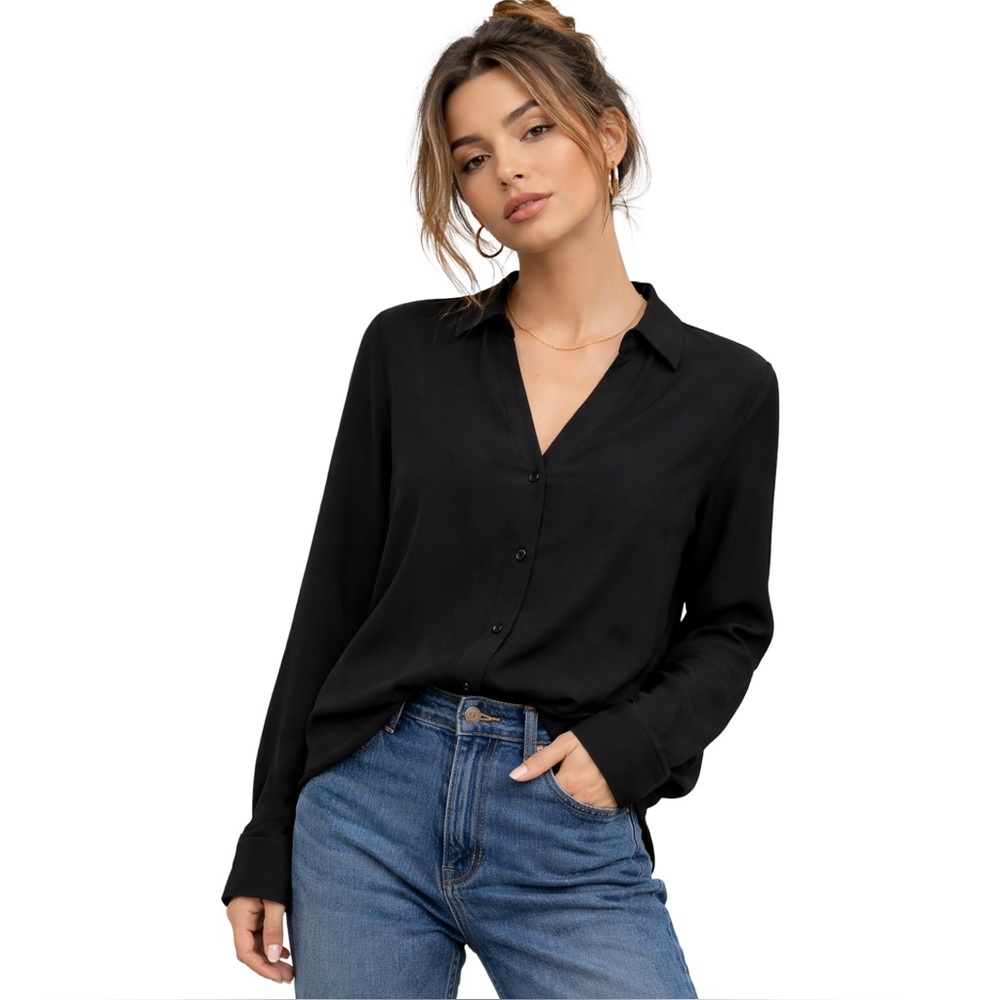The Limited Black Button Down Blouse Small | Classic Work Shirt Minimalist